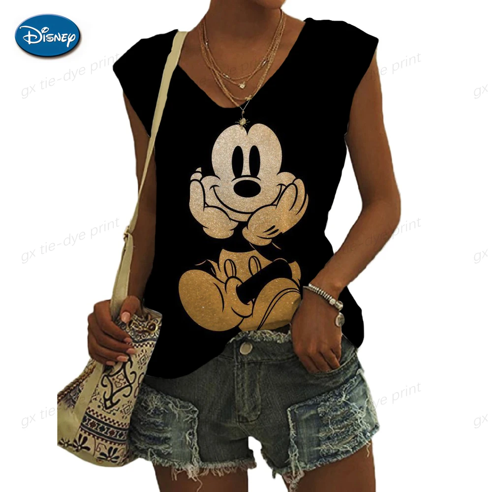 

New Summer Shirt Women Sexy Disney Mickey Mouse Crop Tank Tops Blusas Fitness Slim T-shirt Vest Shirts Streetwear Girls Clothes