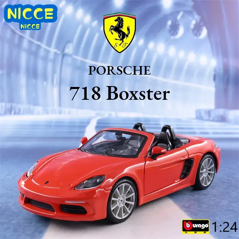 

Модель спортивного автомобиля Bburago 1:24 Porsche 718 Boxster, модель литая металлическая игрушечная машинка, подарок для детей, BE1