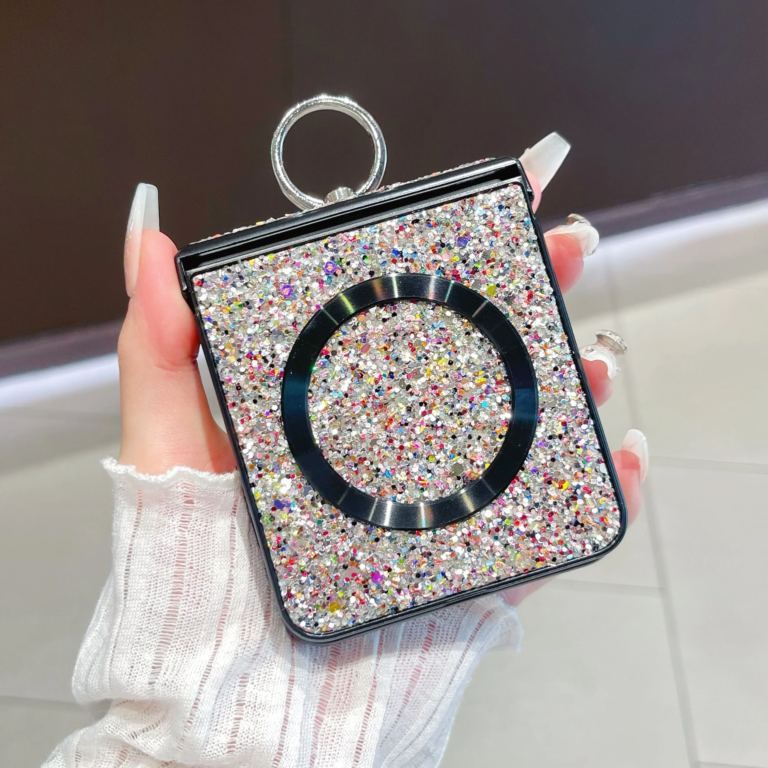 Shining Glitter Magnetic Ring Bracket Case for Samsung Galaxy Z Flip Series