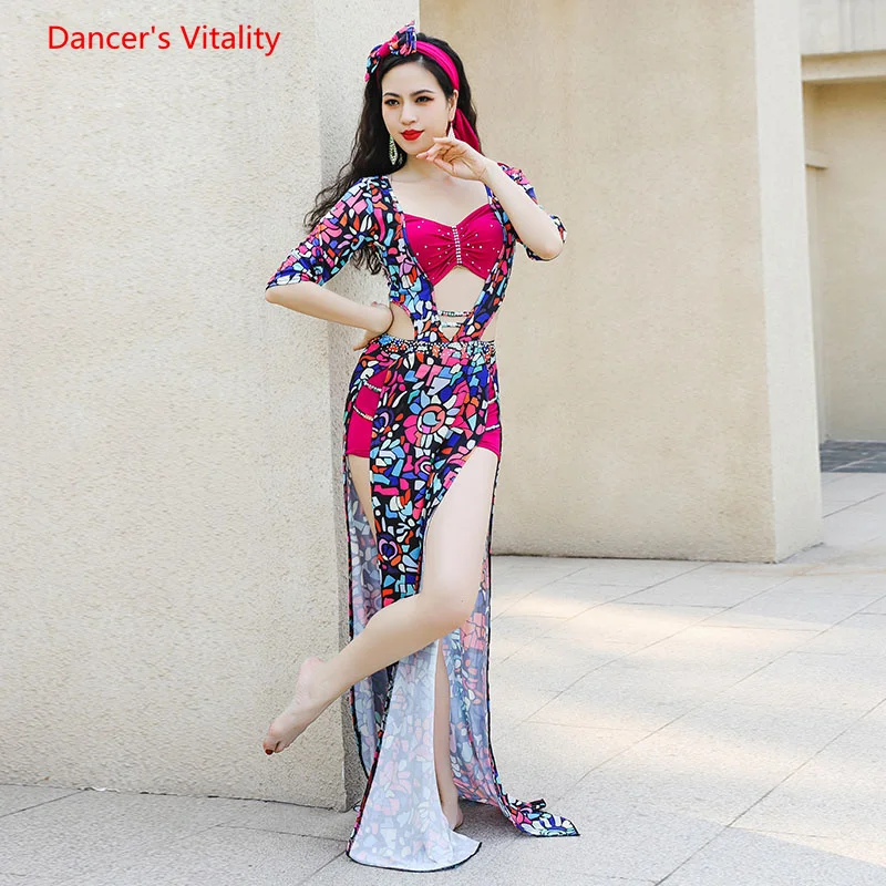 

Belly Dance Costume Set for Women Belly Dancing Print Shaabi Performance Dresses Clothes Baladi Practice Robe Oriental Outfit