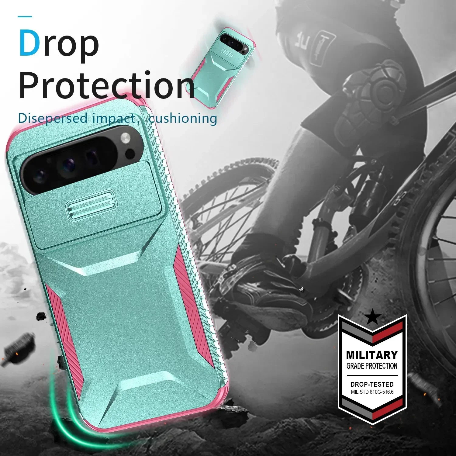 3-in-1 Hybrid Heavy Duty Armor Phone Case with Slide Window and Hard Back Cover
