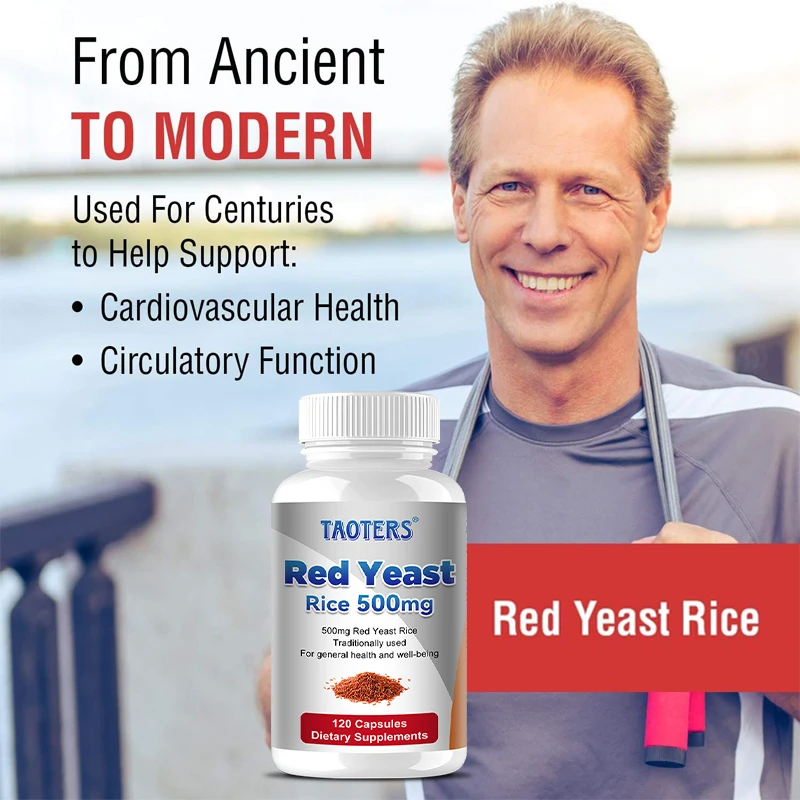 Red Yeast Rice 500mg Vegetable Capsules, Healthy Cholesterol, Supports Healthy Blood Sugar, Cardiovascular and Cardioprotection