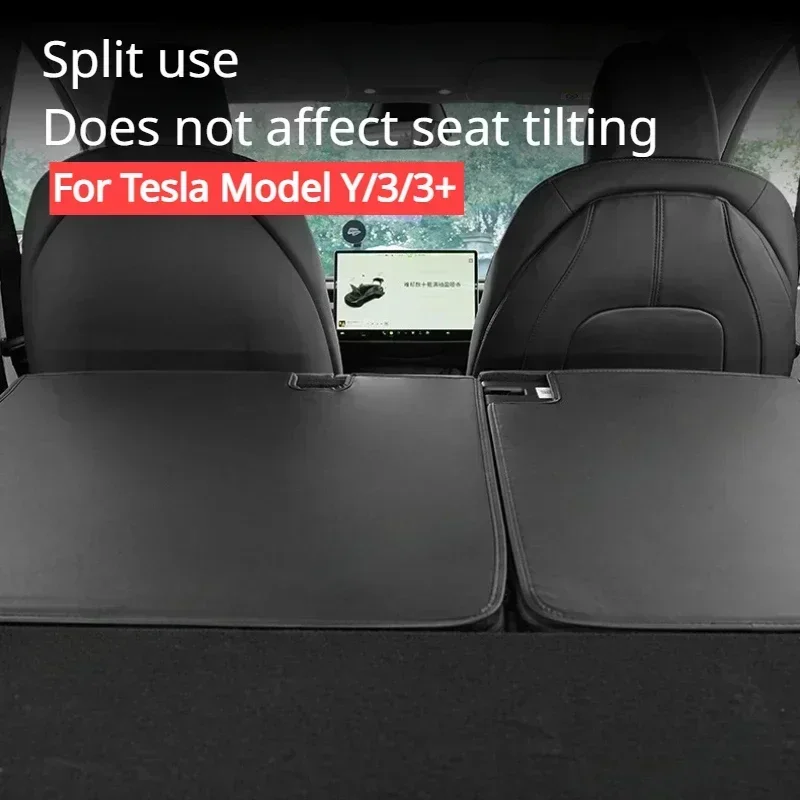For Tesla Model 3/Y/3+ Highland Rear Seat Back Anti Kick Pad Leather Trunk Protection Seat Back Cushion Accessories Car Seat Protector