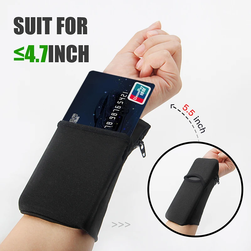 Sport Mini Cotton Wrist Pocket Pouch Running Gym Bag Wallet For