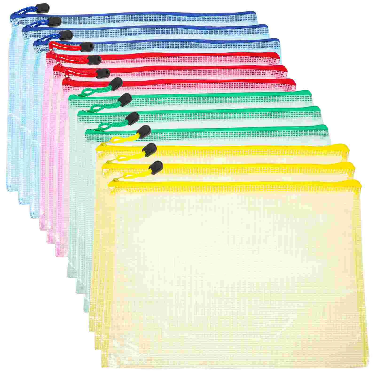 

12 Pcs A4 Transparent File Bag Paper Files Mesh Pouches Stationery Puzzle Organizer Holder