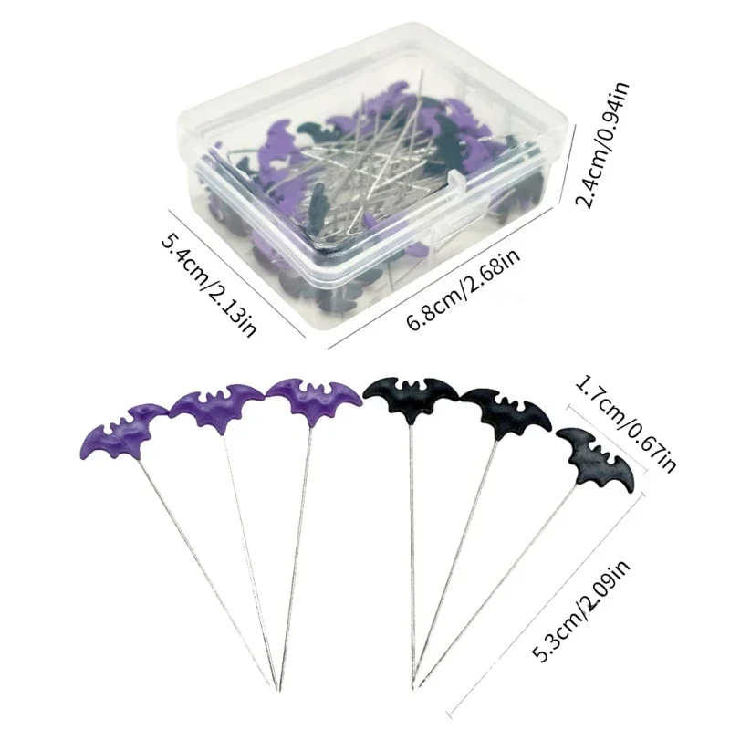 50/100pcs 양재 핀 자수 패치 워크 핀 액세서리 할로윈 박쥐 바느질 바늘 DIY 바느질 도구 장식