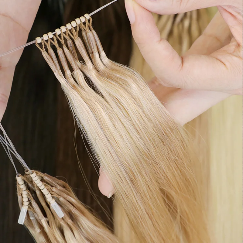 8D Micro Link Hair Extensions Human Hair Nano Rings 0.6g/pcs 50strands/pack