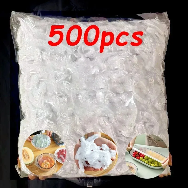 

Disposable Food Cover Plastic Wrap Fruit Food Cover Bags Elastic Plastic Wrap Cover Food Grade Storage Bag Kitchen Organizer