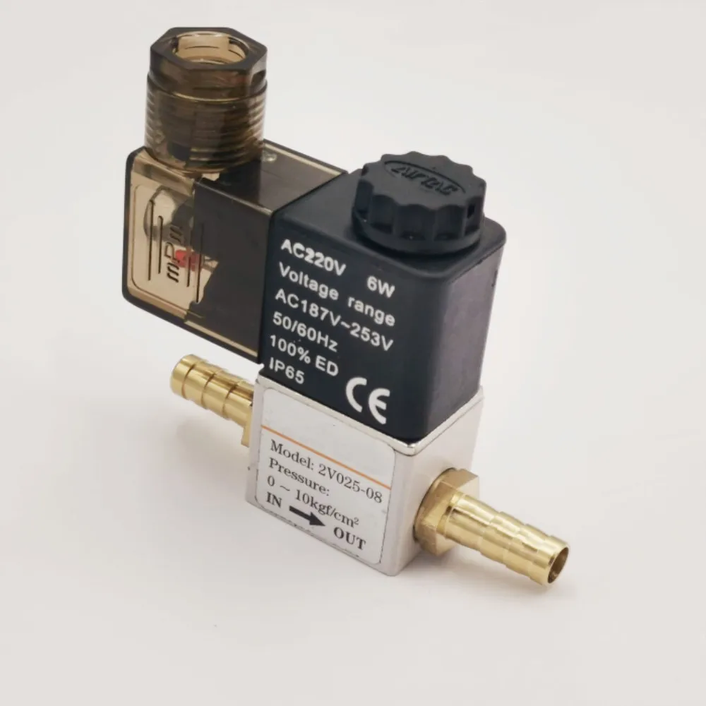 12V 24V 220V 공압 전기 솔레노이드 밸브, 2 위치 2 포트 정상 폐쇄 공기 마그네틱 밸브 6mm 8mm 호스 바브 연결