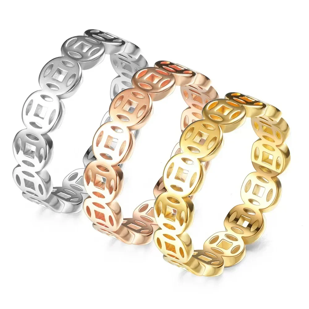 Stainless Steel Vintage Copper Coin for Men Money Catcher Classic Versatile Wealth Luckly Finger Rings Jewelry Accessories Gifts finger rings jewelry rings ring jewelry