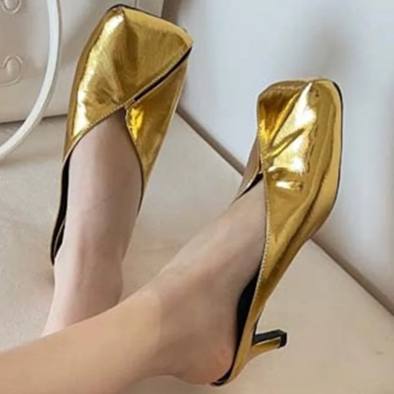 

2023 Summer New Fashion Women Slippers Slip-On High Heels Square Toe Sexy Pumps Retro Women Dress Shoes Zapatos De Mujer