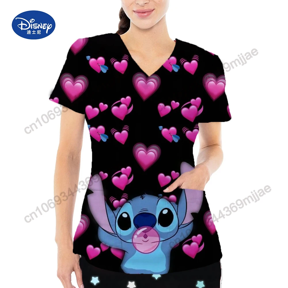 

Nurse Uniform Korean Fashion Woman Blouse 2023 Disney Y 2k Top for Women T Shirt Pocket Women's T-shirts Tops Y2k Clothing Kpop