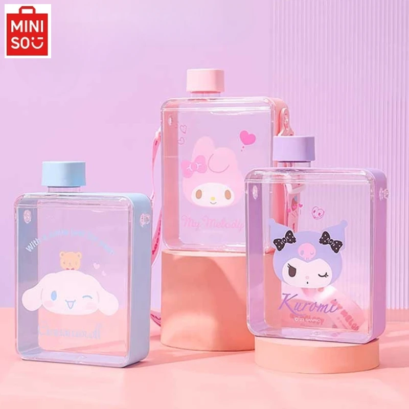 

MINISO Sanrio My Melody красочная квадратная пластиковая чашка 500 мл Высокая емкость портативная Красивая Милая мультяшная чашка для воды