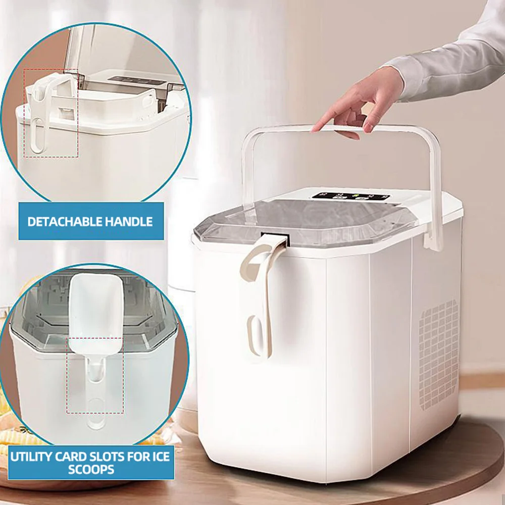 Portable Ice Maker Machine Commercial Smart Mini Ice Machine Furnishing Full Automatic Round Cubes