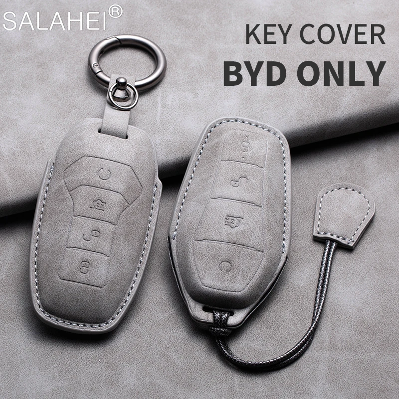 

New Sheepskin Car Key Case Cover Remote Protector Shell Fob For BYD Song Plus Atto 3 Han EV Tang DM Qin Seal Dolphin Accessories