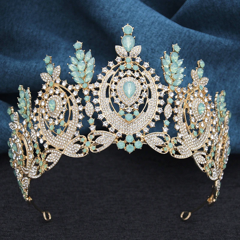 Pink Bridal Crown Vintage Baroque Rhinestone Tiaras Headdress Pageant Miss Party Wedding Crown Jewelry Hair Accessories