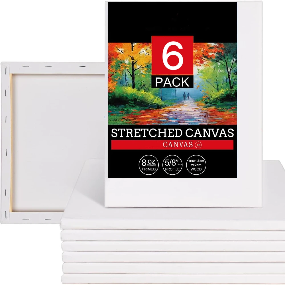 6Pcs Canvas Board For DIY Oil Painting Cotton Blank Primed White Suitable For Gouache Watercolor Acrylic Oil Painting