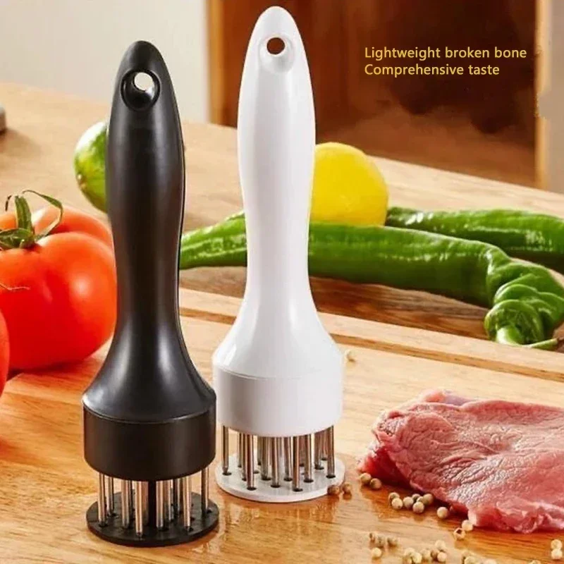21-Pin Household Round Stainless Steel Steak Tender Meat Needle Pork Meat Tenderizer Rib Breaker Kitchen Cook Tools Hammer wood meat tenderizer