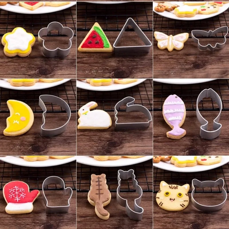 Cute Cat Cookie Cutters Small Stainless Steel Cat Cookie Mold Mini Rabbit Animal Cartoon Molds Cooking Cutter for Cookies
