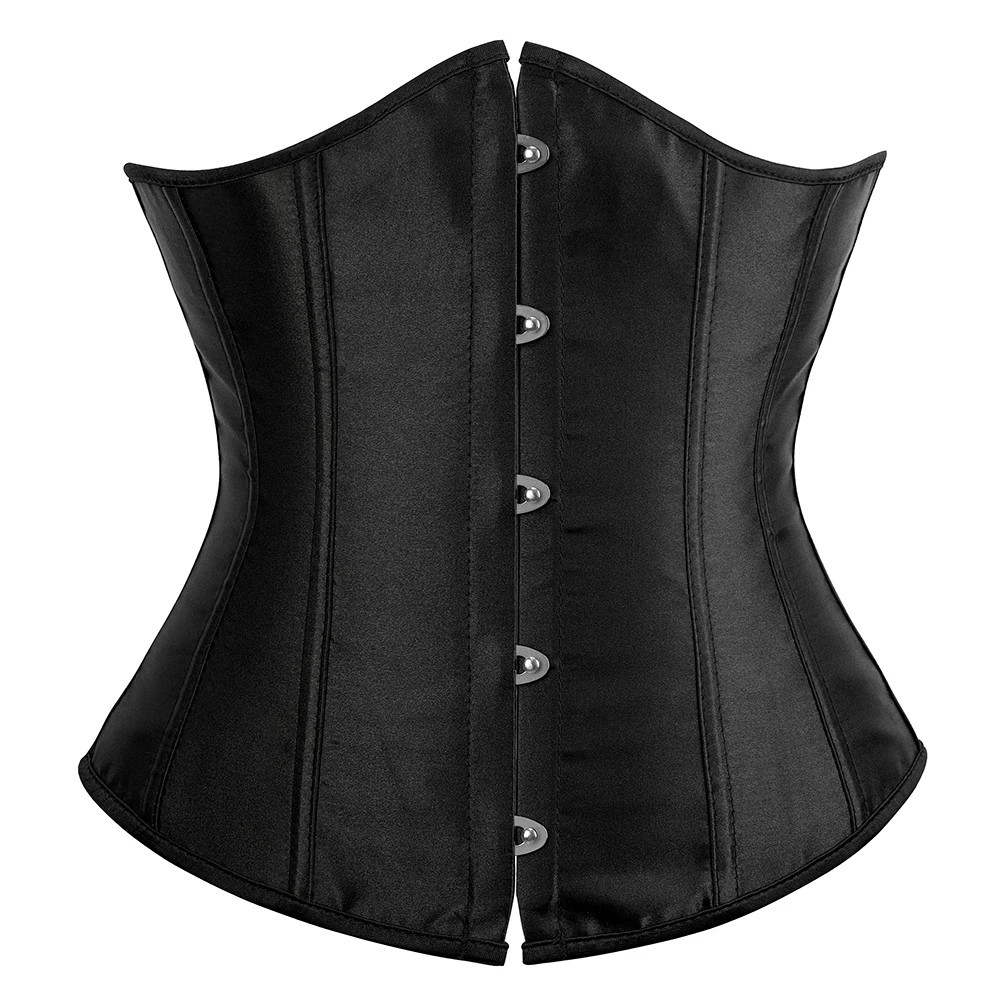 Corset Mujer Satin Underbust Korset Gothic Korsett For Women Sexy Gorset Minceur Black Korse Gothique Femme Bone Corsets
