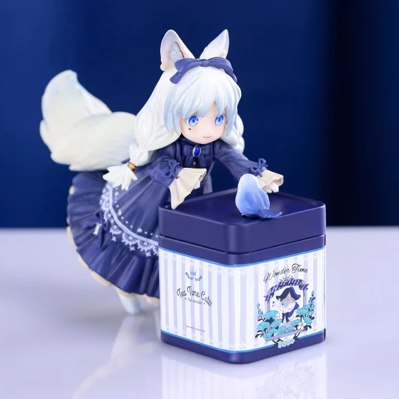 

11CM RIBOSE STAR Figure Cute Tabby Cat Model Tea Time Cats Tea Pot Cat PVC Action Figure Model Collection Doll Toys