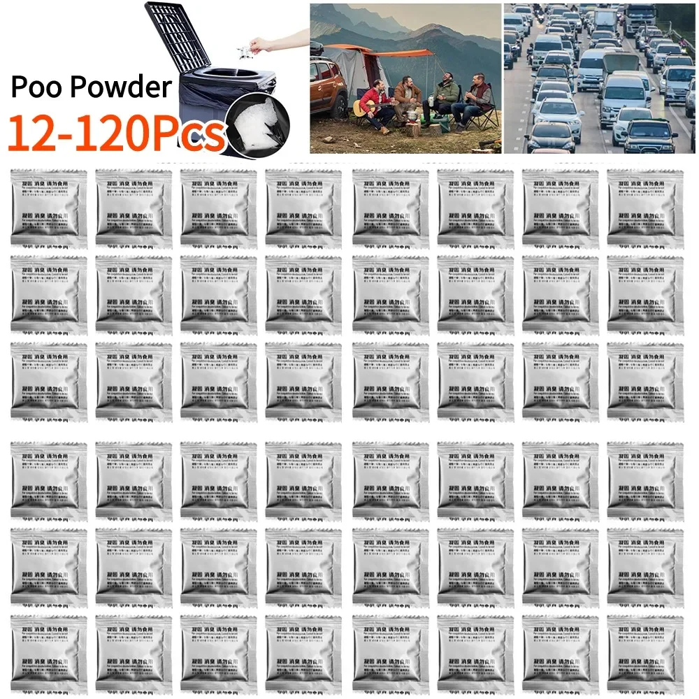 Emergency Toilet Waste Liquid Gelling Deodorizing Powder Portable Toilet Poo Gel for Camping 12-120Pcs