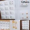 12 Pairs Crystal Medical Earrings Piercing Kits Tools Ear Stud Surgical Steel Stopper for Body Ear Piercing Gun Jewelry Fashion 1