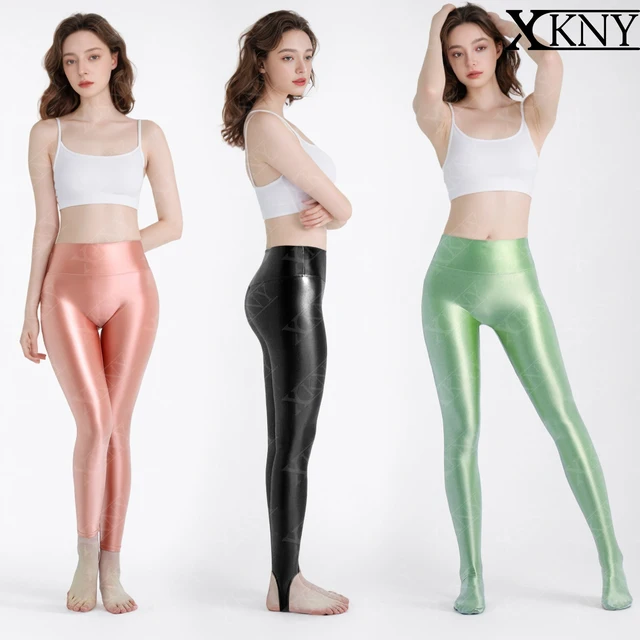 XCKNY Satin Glossy pants High Waist Sport Women Fitness Shiny Yoga Pants Tights Leggings High Elastic glossy leggings