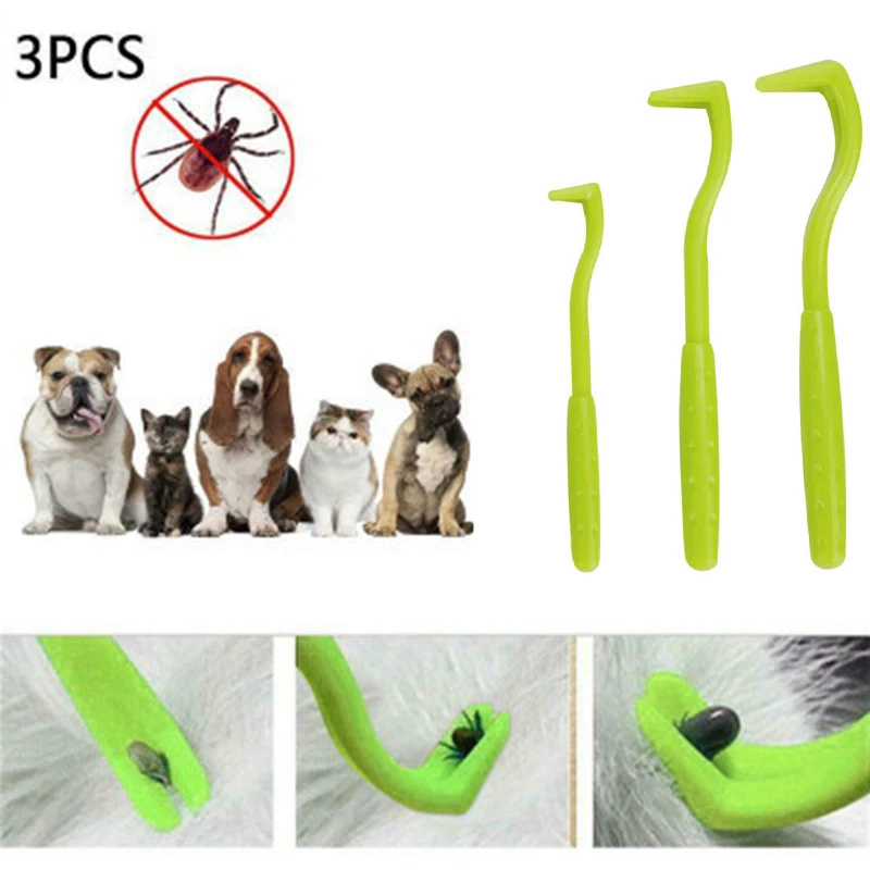 3PCS/SET Pet Flea Removal Tool Kit Plastic Scratching Hook Remover Pet
