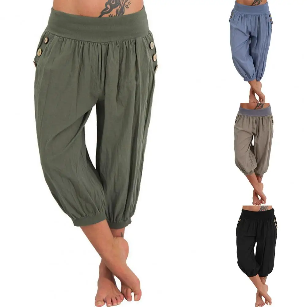 

Loose Pants Elastic Waist 4 Colors Bloomers Women Loose Harem Pants