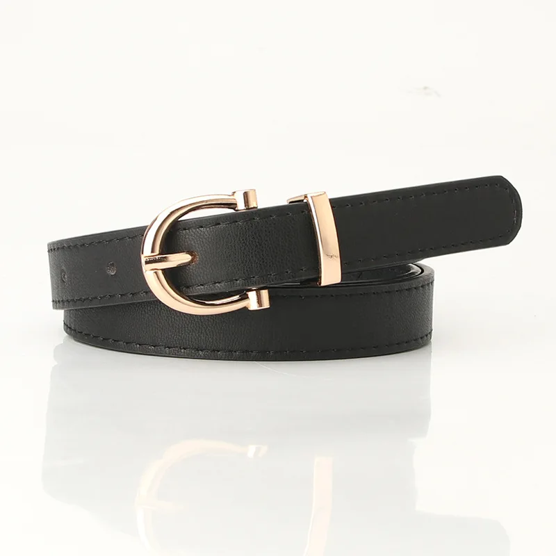 Luxury Women's PU Leather Belt with Metal Buckle - Designer Brand