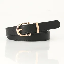 Luxury Women's PU Leather Belt with Metal Buckle - Designer Brand - 105cm-41.33 inch (Black)