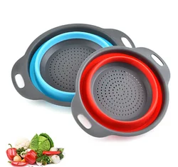 Collapsible Silicone Strainer & Wash Basin Basket (Blue and Red)