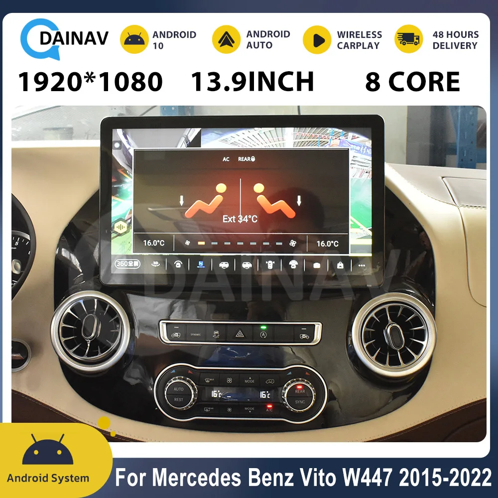 

13.9 inch For Mercedes Benz Vito W447 2015-2022 Car Radio Android multimedia player Navigation stereo Google carplay head unit
