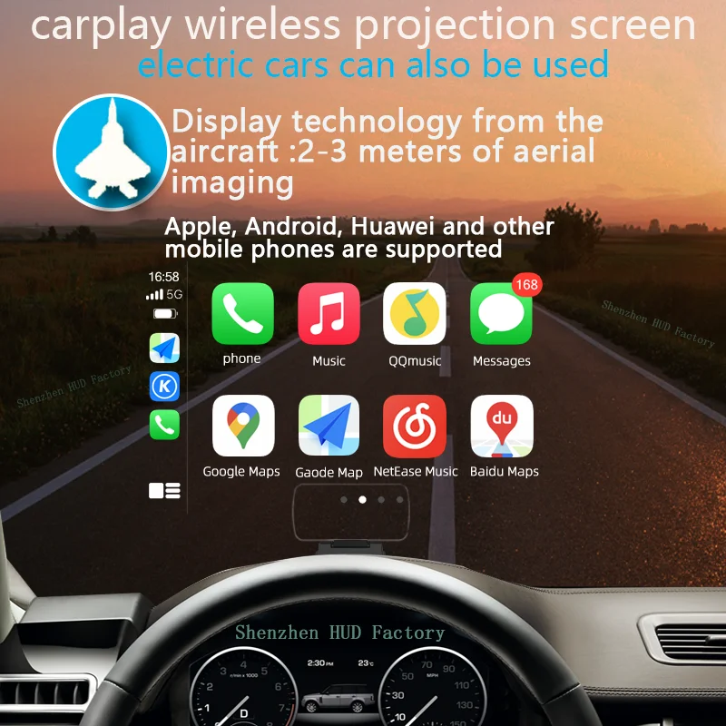 Support HUD Pour Voiture - Support De Navigation En Verre Pliable Pour Smartphone Jusqu'à 6,5 Pouces