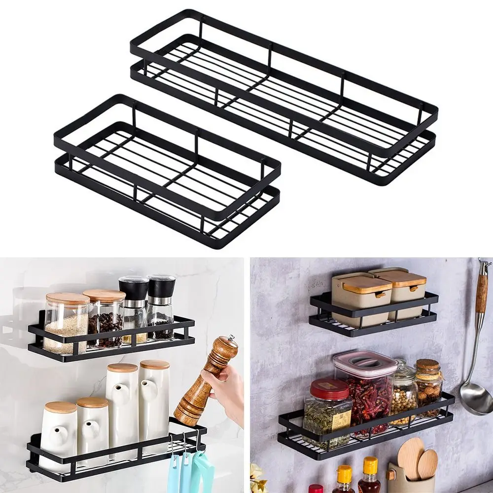 Wall Mounted Bathroom Shower Shelf Durable Metal Multi Functional Kitchen Seasoning Bracket Detachable Toilet Shampoo Holder
