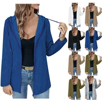 Loose Women's Long Sleeve Hooded Cardigan Coat Casual Outerwear Winter Thickened Zipper Closure Fashionable Female Jacket
