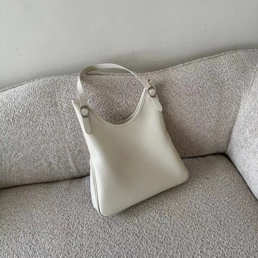 

FIRMRANCH Niche Lazy Style High-Quality Smooth Soft Cowhide Large Capacity Simple Tote Female Single Shoulder Underarm Bag Purse