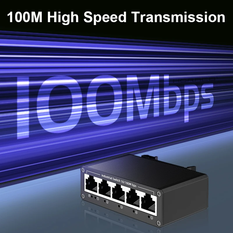 Industrial Ethernet Network Switch GoodTop 5 Port 100Mbps Industrial Switch 10/100M Mini Industry Ethernet Network Switch DIN Rail Mounted Plug and Play