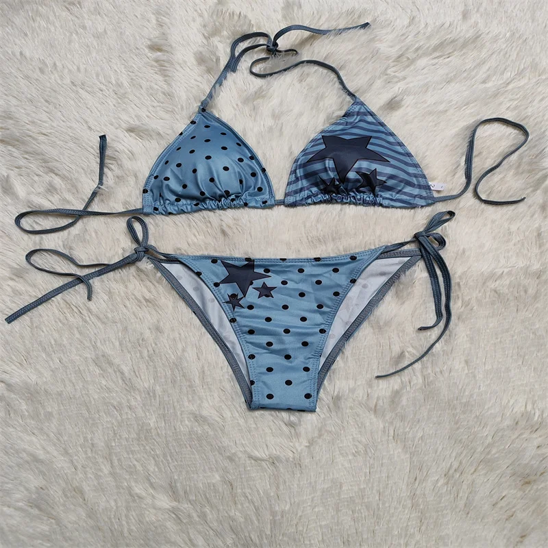 Cross-Over e Bikini Set Swimsuit Sexy Slimming Two-Piece Swimming Suit with Chest Pad No Steel Support by DK Brand