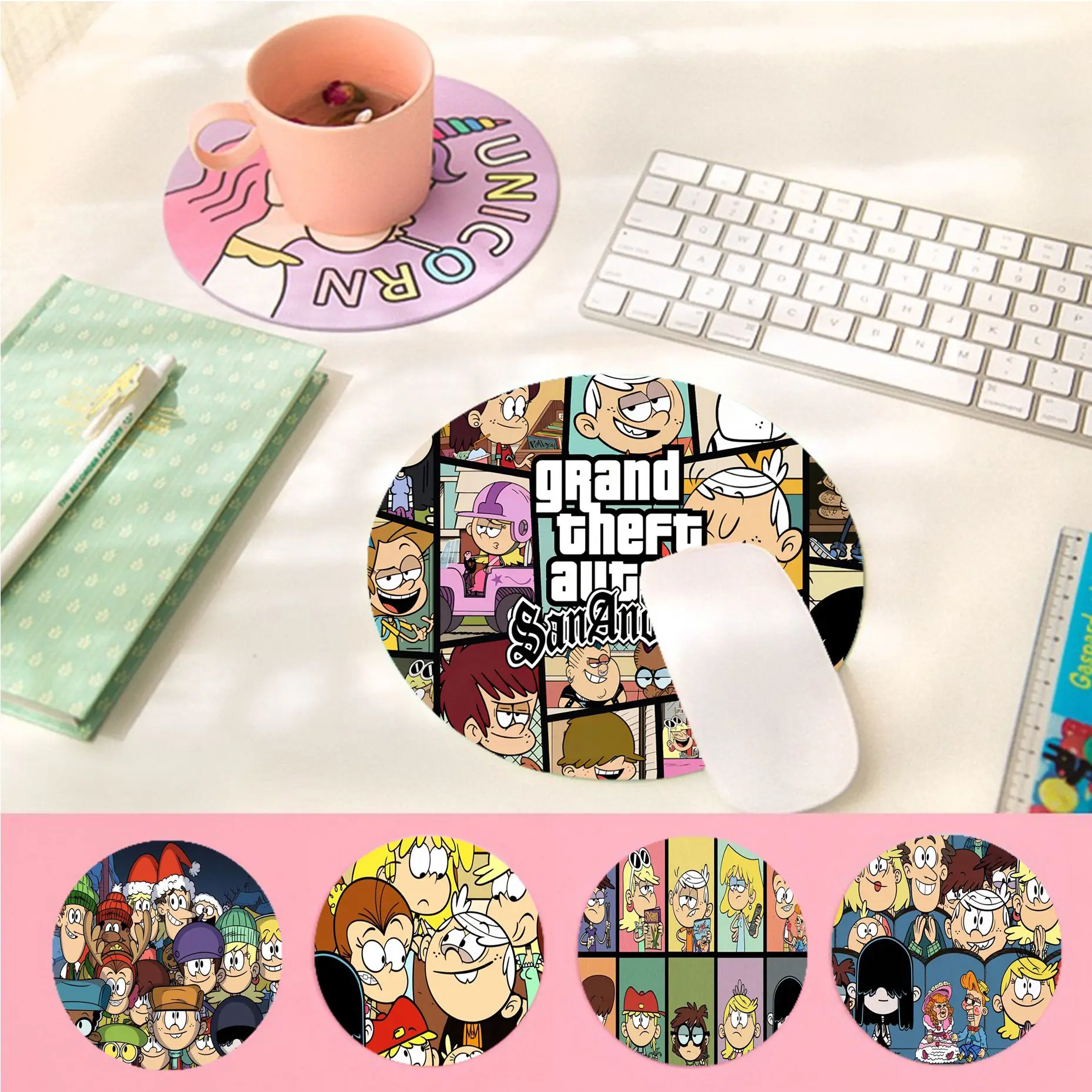 

Amine The Loud House Mousepad INS Tide Round Keyboard Mat Table Mat Cabinet Gamer Desktop Mousepad Cup Mats Deskpad Home Decor