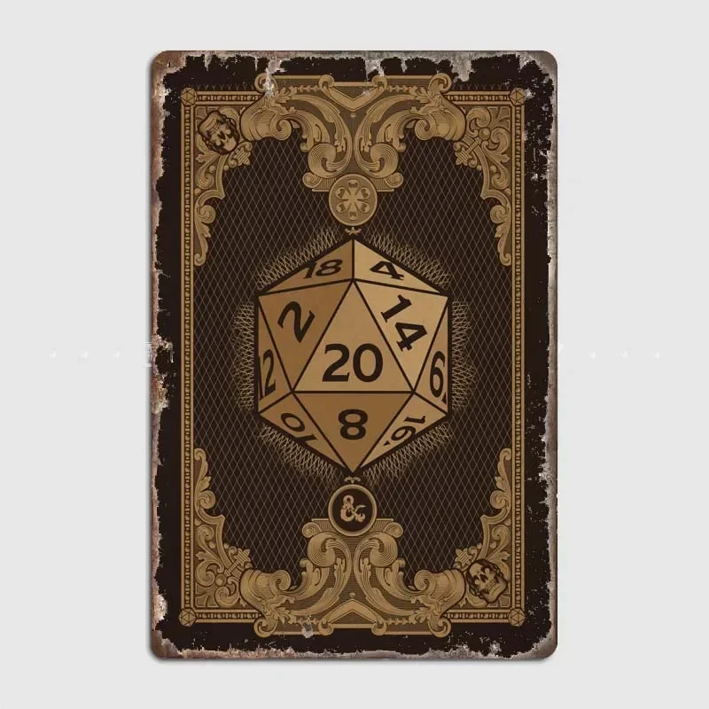 

D & D игральные кости, высококачественный Ретро металлический оловянный плакат с современным эстетическим искусством для украшения стен дома, комнаты, офиса