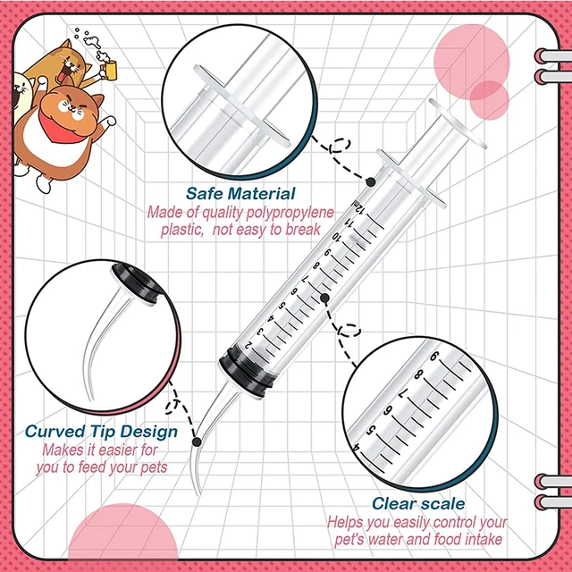 12ml Pet Feeding Syringes with Measurement for Small Dog Cats Puppy Kitten and Other Small Animal Liquid Syringe Feeder Supplies 2