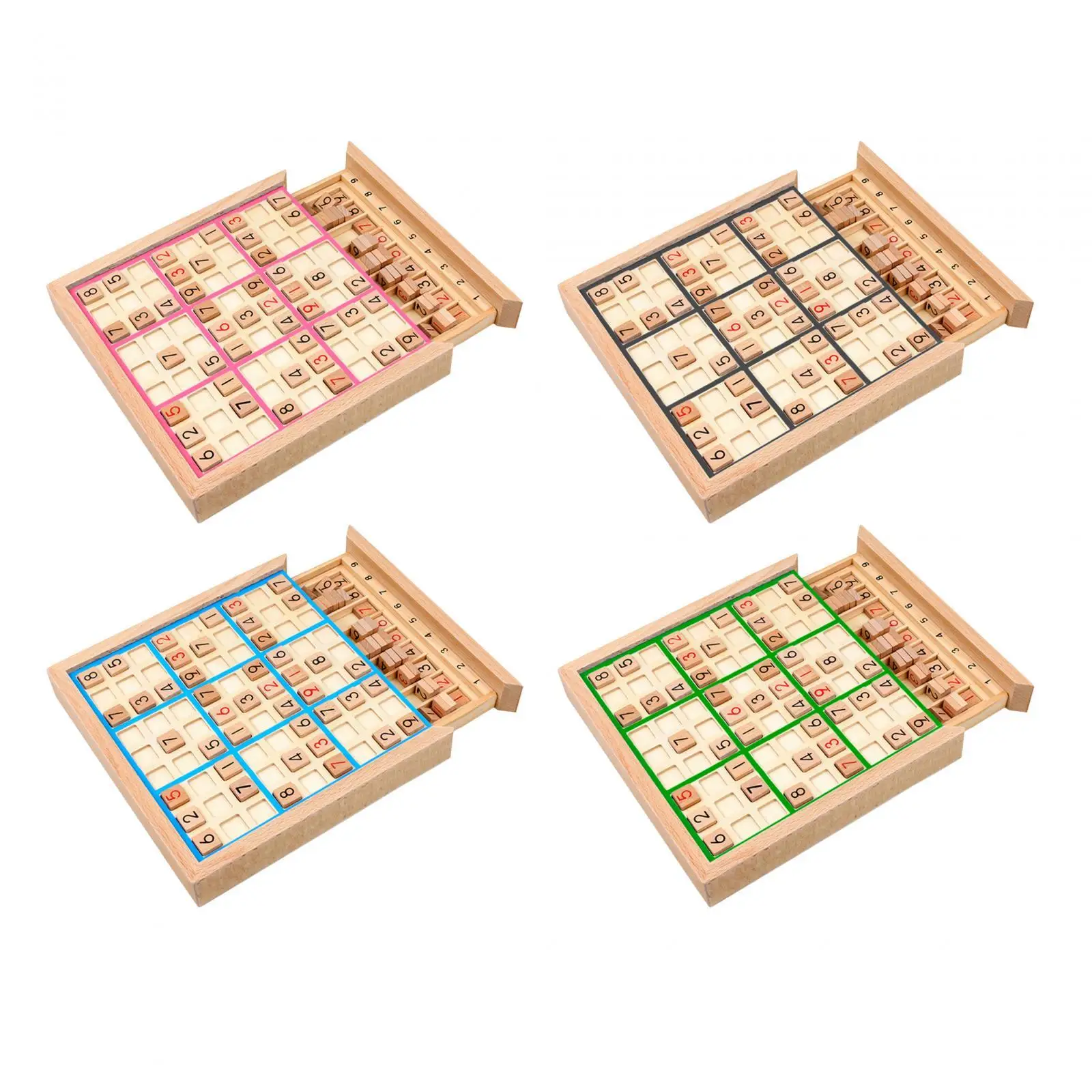 Wooden Sudoku Board Intelligence Montessori Chess Toy Puzzles Desktop Game Brain Teaser Portable Math Toy for Kids Families Game 5