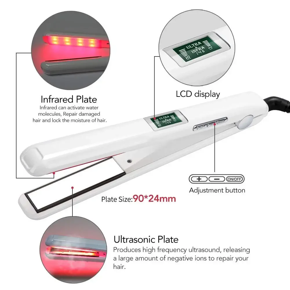 Hair Care Ultrasonic Infrared Hair Straightener Professional Cold Flat Iron Treament Styler Therapy Conditioning Tools