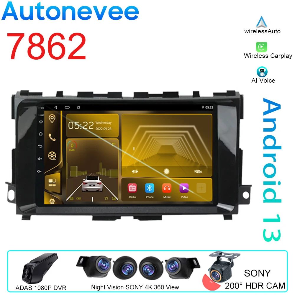 

Car Radio For Nissan Teana 3 Altima 5 L33 2013 - 2020 Multimedia Video Player Navigation GPS 5G WIFI Android Auto 4G No 2Din DVD