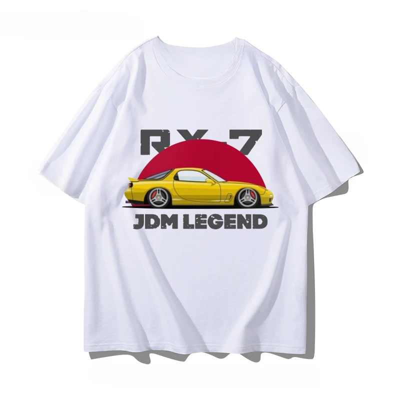 RX7 Mazda rotor engine JDM modified culture joint loose round neck cotton T-shirt short sleeve men's shirt