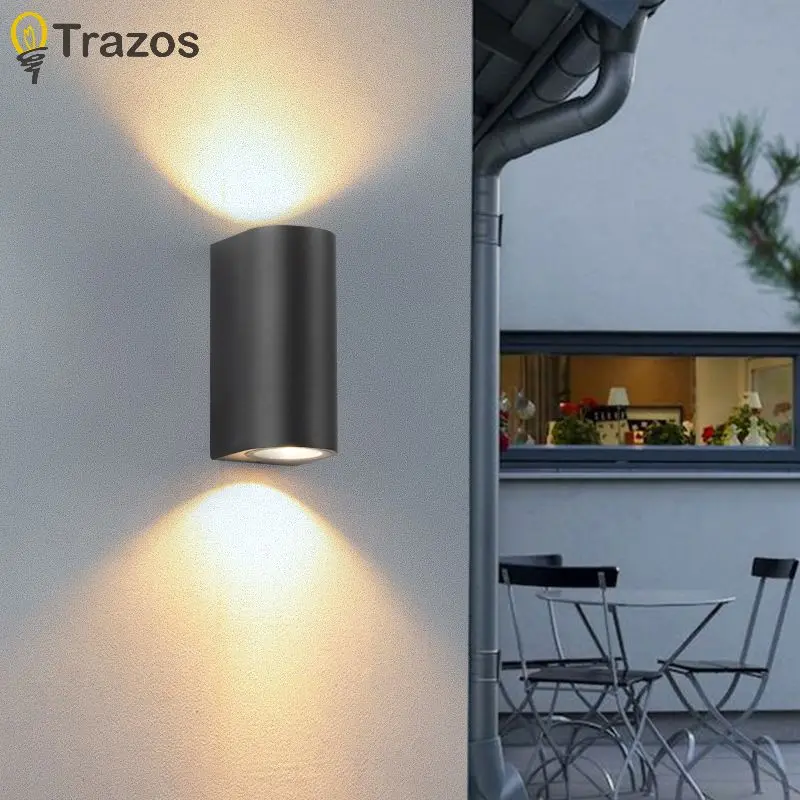 Outdoor LED Dual Head Wall Light Waterproof Up and Down Semi Circular Square Villa Entrance Corridor Barden Wall Washing Light