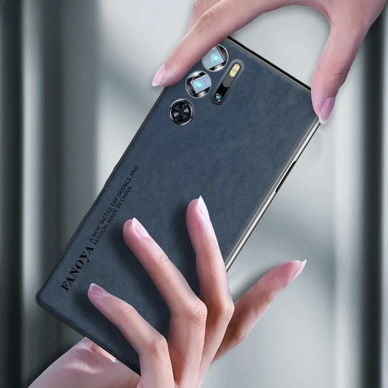 Luxury Sheepskin Leather Phone Case with Matte Silicone Bumper Cover