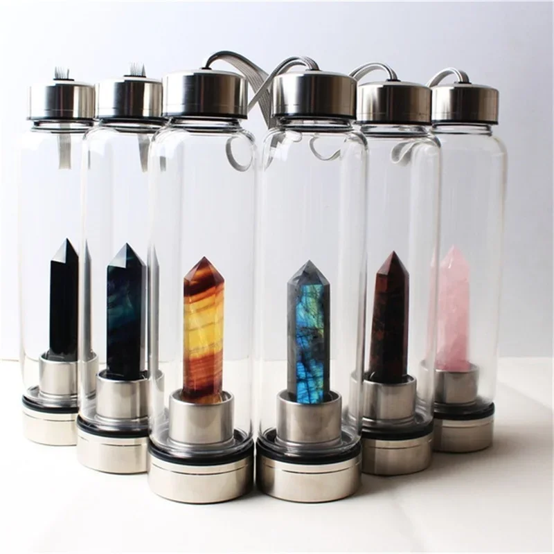 

Water Natural Gem Home Bottle Wand Quartz Obelisk Colors Diamond Healing Stone Crystal Elixir Point